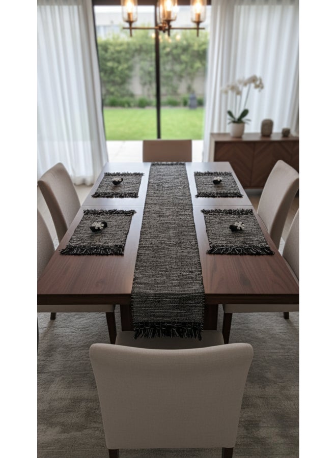 Mainstays طقم مفارش طاولة أنيق من 13 قطعة باللون الأسود 33 × 48 سم، 100% قطن - Image 1